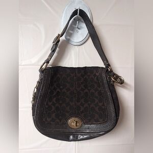 VTG 2007 65th Anniversary Coach Legacy Signature Flap Hobo Lined Shoulder Bag